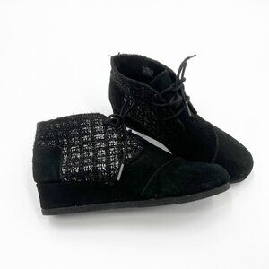 Toms Desert Wedge Black Suede Metallic Boucle